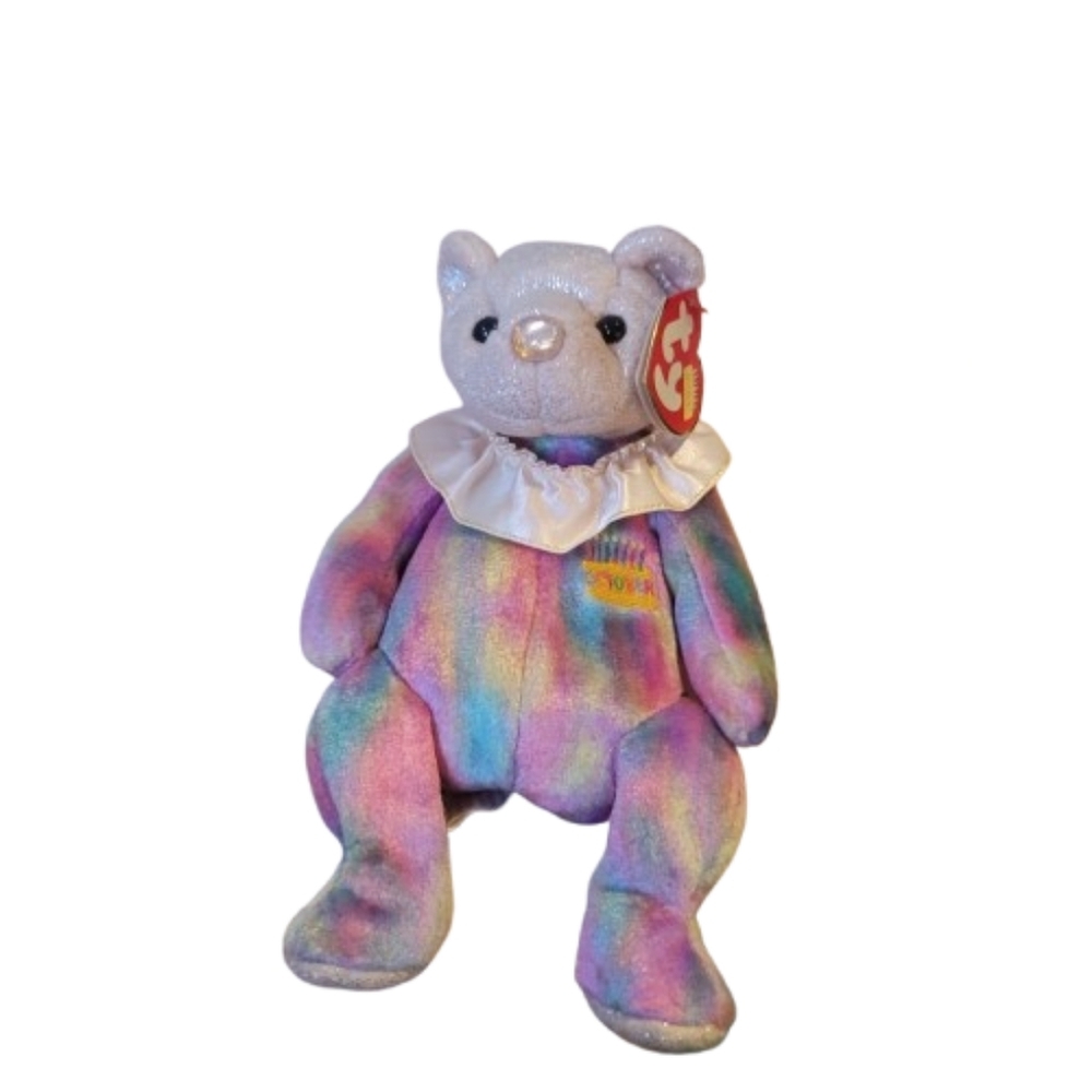TY Beanie Baby OCTOBER the Birthday Bear 7.5" tie dye pastels